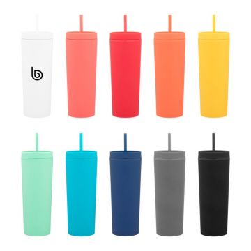 Slim Matte Tumbler with Straw